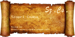 Szopri Csaba névjegykártya